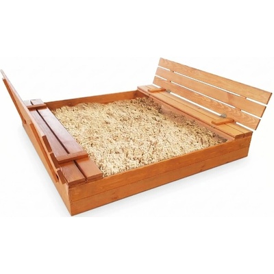 Derrson Pískoviště dřevěné s krytem/lavičkami velké 140x140cm – Zboží Mobilmania