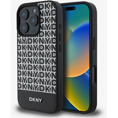 DKNY PU кожа с повтарящ се десен на долни ивици MagSafe заден капак за iPhone 16 Pro Max Black DKNY | Lilav | МЪЖЕ | UNI