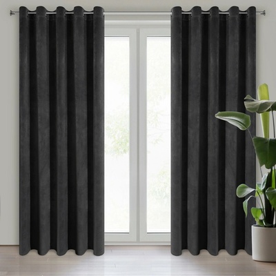 Eurofirany Záves 140x250 cm zamatový čierny na kovové krúžky VILLA