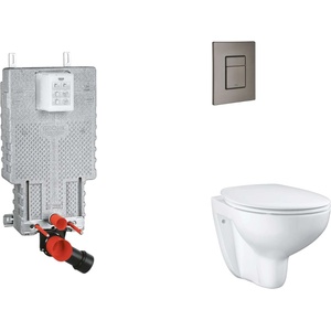 GROHE Uniset - Комплект за предстенна инсталация, тоалетна седалка, седалка SoftClose и бутон Skate Cosmopolitan, четка Hard Graphite SANI15BB5102 (SANI15BB5102)