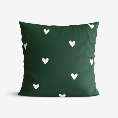 Goldea vánoční bavlna srdíčka na tmavě zeleném 40 x 40 cm – Zboží Dáma