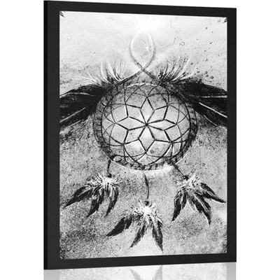 Plakát indiánský lapač snů v černobílém provedení - 20x30 no frame