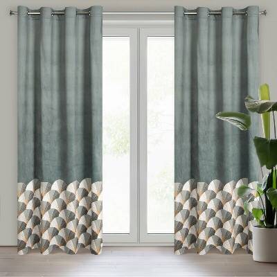 Takoy DESIGN 91 Záves GINA zo zamatu s potlačou vejárikov-HF-387295 | 140 x 250 cm