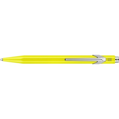 Caran d'Ache 849 Fluoline modrá náplň M žluté tělo