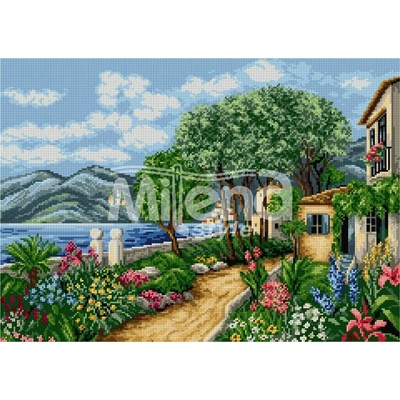 Milena Style Цветя и море - гоблен със схема конци Ariadna 1: 1