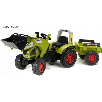 Šliapací traktor Claas Arion 410 s nakladačom a vlečkou Falk