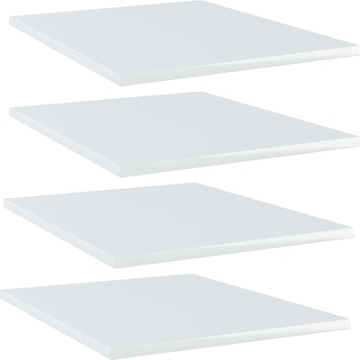 vidaXL Рафтове за етажерка, 4 бр, бял гланц, 40x50x1, 5 см, ПДЧ (805196)