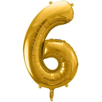 PartyDeco Fóliový balón číslo 6 zlatý 86 cm
