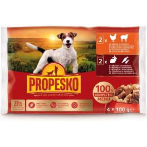 Propesko Dog Консерва за кучета заек-моркови/пиле-ягне в сос 4 x 100 г
