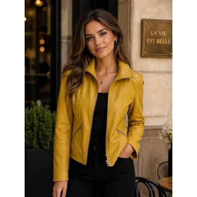 Max Original Leather Dámska kožená bunda 2050 Yellow