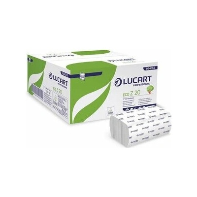 Papírové ručníky "ECO Z 20", bílá, 2-vrstvé, skládané Z/V, 200 útržků, LUCART 864062