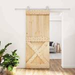 vidaXL Преплъзваща се врата Естествено и бяло 85 x 210 cm (3445040)