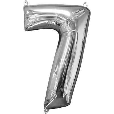 Amscan Balónek fóliový narozeniny číslo 7 stříbrný 66 cm