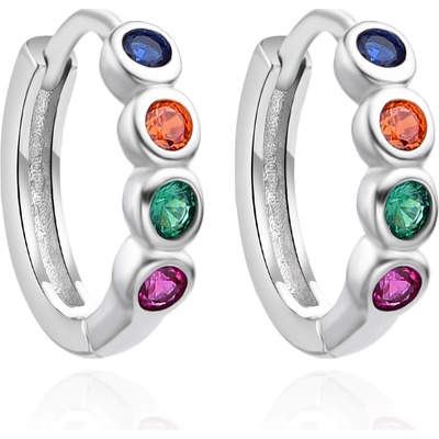AGATO Krásné kruhové stříbrné náušnice s barevnými zirkony AGT-E248KC