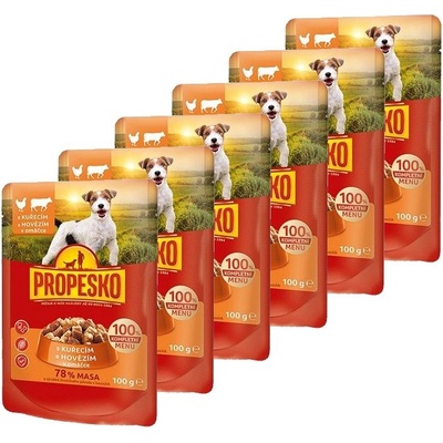 Propesko Dog Консерва пиле-говеждо в сос 6 x 100 г