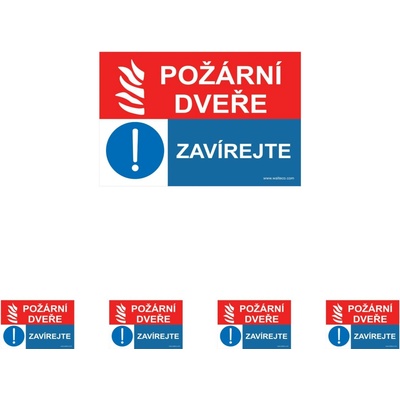 Walteco Požární dveře, zavírejte 150x100mm, samolepka Množství: 5 ks , 20002BP1