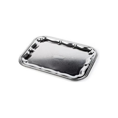 APS Servírovací obdélníkový tác s ozdobným okrajem 410x310 mm 00392 inox