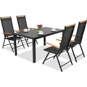 Garden Point Градински мебели от алуминиев polywood Verona Wood Garden Point за 4 души черни (GAP1200-4)