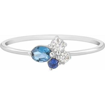 Eppi zlatý cluster prsten s topazem safírem a moissanity Avah R40844