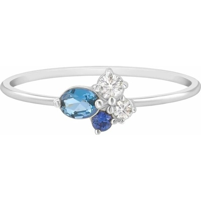 Eppi zlatý cluster prsten s topazem safírem a moissanity Avah R40844