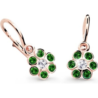 Cutie Jewellery detské náušnice z ružového zlata C1737-10-X-4 zelená