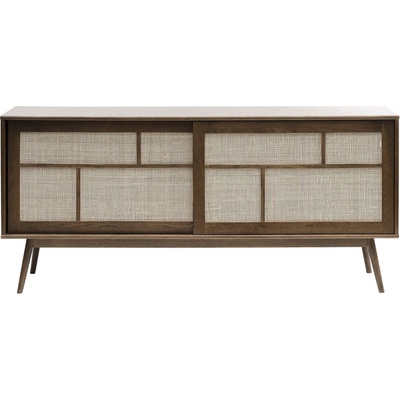Unique Furniture Тъмнокафяв нисък скрин от декор от дъб с плъзгащи се врати 180x80 cm Barrali - Unique Furniture (46712931)