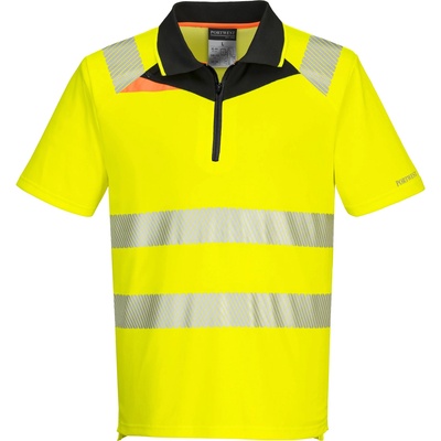 Portwest hi-vis dx412 / Светлоотразителна еластична поло тениска - hv Жълто/Черно l (dx412ybrl)