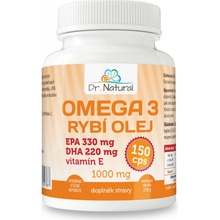 Natural Jihlava Omega 3 RYBÍ OLEJ 1000mg EPA330mg/DHA220mg 150 kapslí Dr. Natural 210g