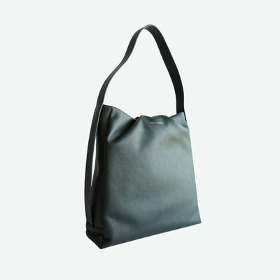 Kožená taška shopper bag šedozelená