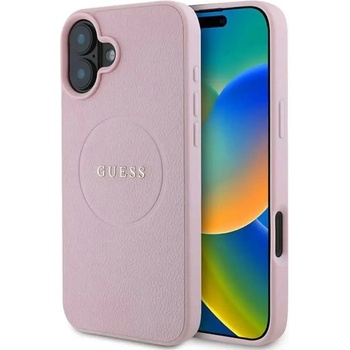 GUESS Калъф Guess Grained Gold Ring MagSafe за iPhone 16 Plus - розов (3666339303969)