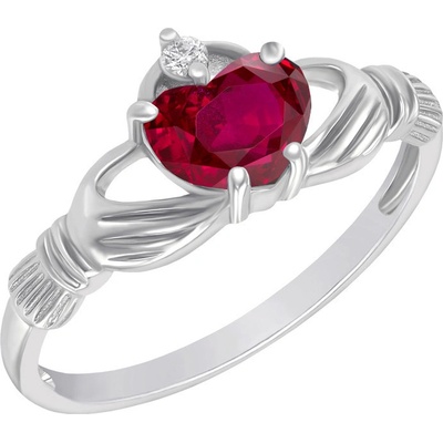 Eppi zlatý claddagh prsteň s rubínom a diamantom Valma R40321