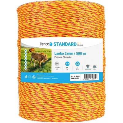 VNT electronics s.r.o. Lanko pro elektrický ohradník, průměr 2 mm, žluto-oranž, 500 m