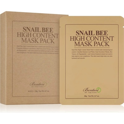 Benton Snail Bee платнена маска за цялостна грижа с екстракт от охлюви 10 × 20 гр