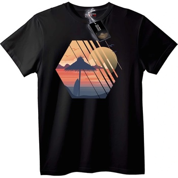 NOONEBRAND Тениска Плажен залез шестоъгълник - 7XL, Black