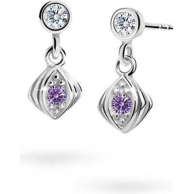 Danfil dětské náušnice C1897 z bílého zlata s kamínkem Amethyst zapínání balónek