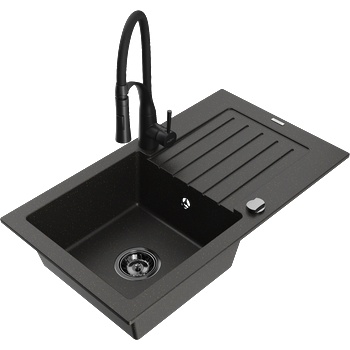 Mexen Pablo гранитна мивка с 1 камера с отцедник и кухненски смесител Aster, (6510-75-73450-70-B)