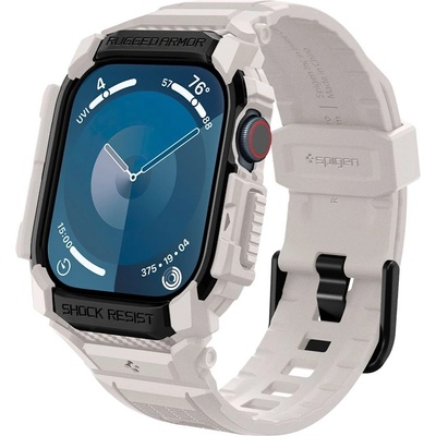 Spigen Удароустойчив TPU кейс с вградена каишка за Apple Watch 10 42мм (2024) - Spigen Rugged Armor Case Pro (бежов) (ACS08593)