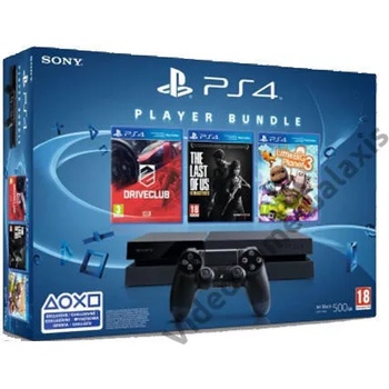 Sony PlayStation 4 Jet Black 500GB (PS4 500GB) + The Last of Us Remastered + Drive Club + Little Big Planet 3