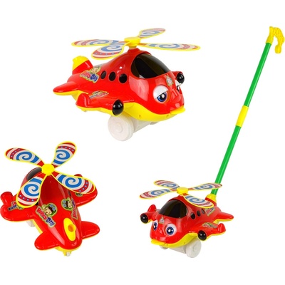 Lean Toys Letadlo Pusher Long Stick Bell Red