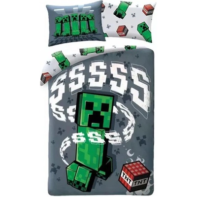 Halantex Minecraft: Creeper и TNT спално бельо - 140 x 200 см (MNC-324BL)