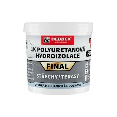 Hydroizolace 1K Polyuretanová FINAL, Debbex šedá, 13 kg, balení 1 ks