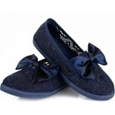 Ľahké vzdušné čipkované tenisky s mašličkou tmavomodré