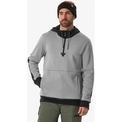 Dreamscape Pánska mikina 100 na snowboard s kapucňou a 1/2 zipsom hrejivá a pohodlná sivá