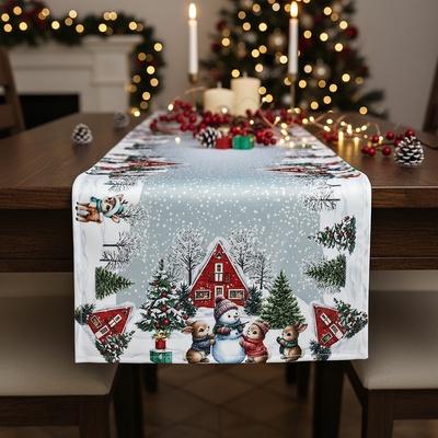 Mybesthome Vánoční ubrus - běhoun SNOWMANS FRIENDS 40x140 cm – Hledejceny.cz