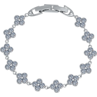 CRYSTalp Krásny náramok s čírymi kvietkami 22289.WHI.R