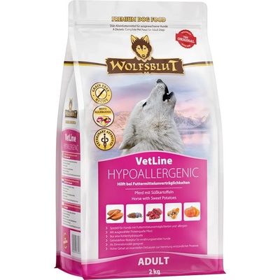 Wolfsblut VetLine Hypoallergenic - хипоалергенна суха храна с конско месо за кучета с алергии и хранителни непоносимости