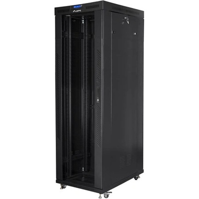 Lanberg Комуникационен шкаф, Lanberg rack cabinet 19" free-standing 42U/800x1000 (flat pack) with glass door lcd black v2 (FF01-8042-12BL)