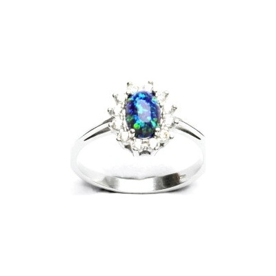 Čištín stříbrný Kate zelený syntetický opál čiré zirkony T 1480