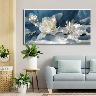 Decono Картина Лилии в Бяло и Синьо