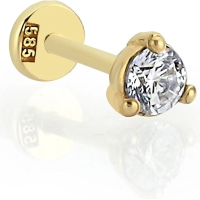 Lillian Vassago Zlatý piercing labreta se zirkonem LLV92-GPI015LB